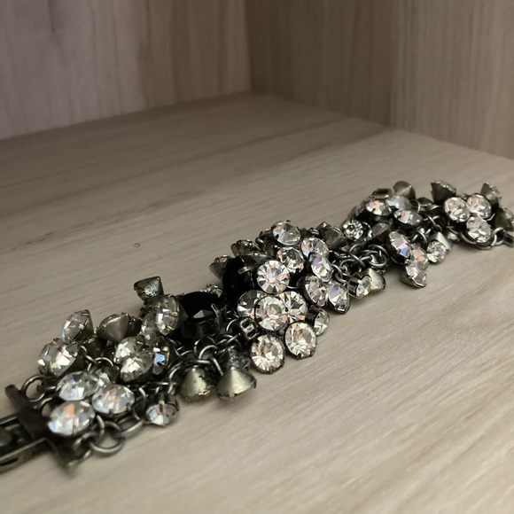J. Crew Brushed Silver Rhinestone Bracelet - Picture 3 of 6
